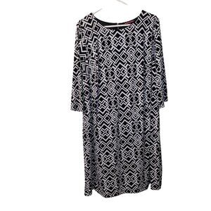 Jessica London Womens Geometric Print Black & White Dress Size 22